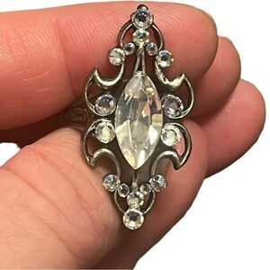 Anne Koplik Designs Ornate Statement Ring Adjustable Silver Tone Rhinestone